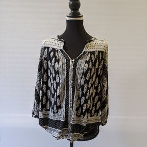 Lucky Brand Boho Button Up Flowy  Blouse